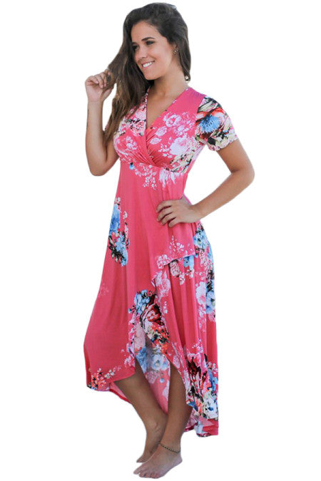 Floral High Low Wrap Dress - bounti4lme