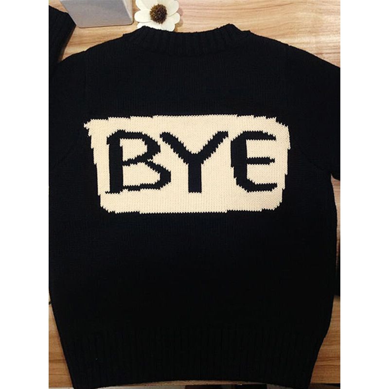 Hello Bye Knit Navy Sweater - bounti4lme