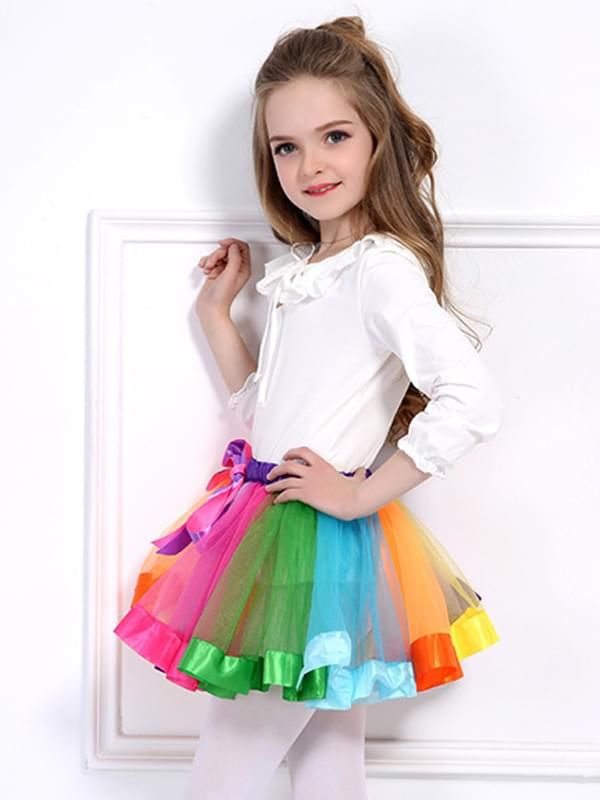 Colorful Rainbow Pattern Tulle Tutu Skirt - bounti4lme