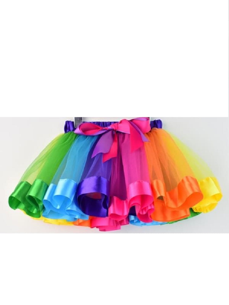 Colorful Rainbow Pattern Tulle Tutu Skirt - bounti4lme