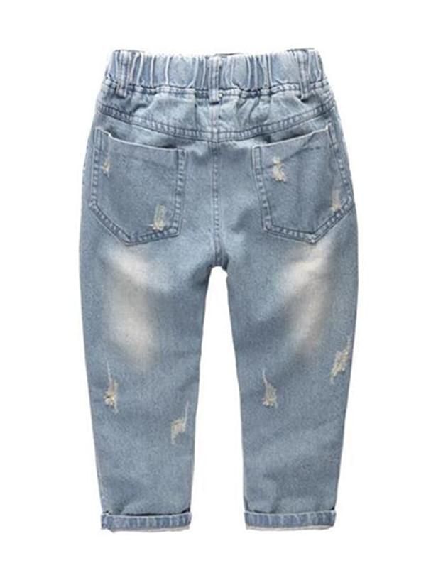 Distressed Light Blue Denim Jeans - bounti4lme