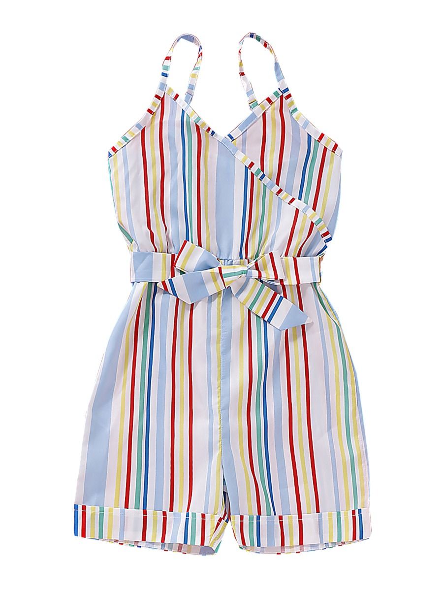 Stripe Tie-waist Girl's Romper - bounti4lme