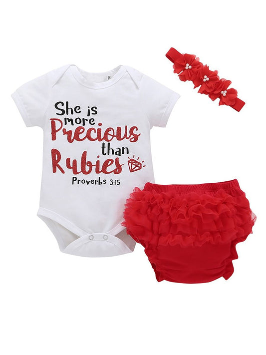 Proverbs 3:15 She's More Precious Baby Girl 3 Piece Set - bounti4lme