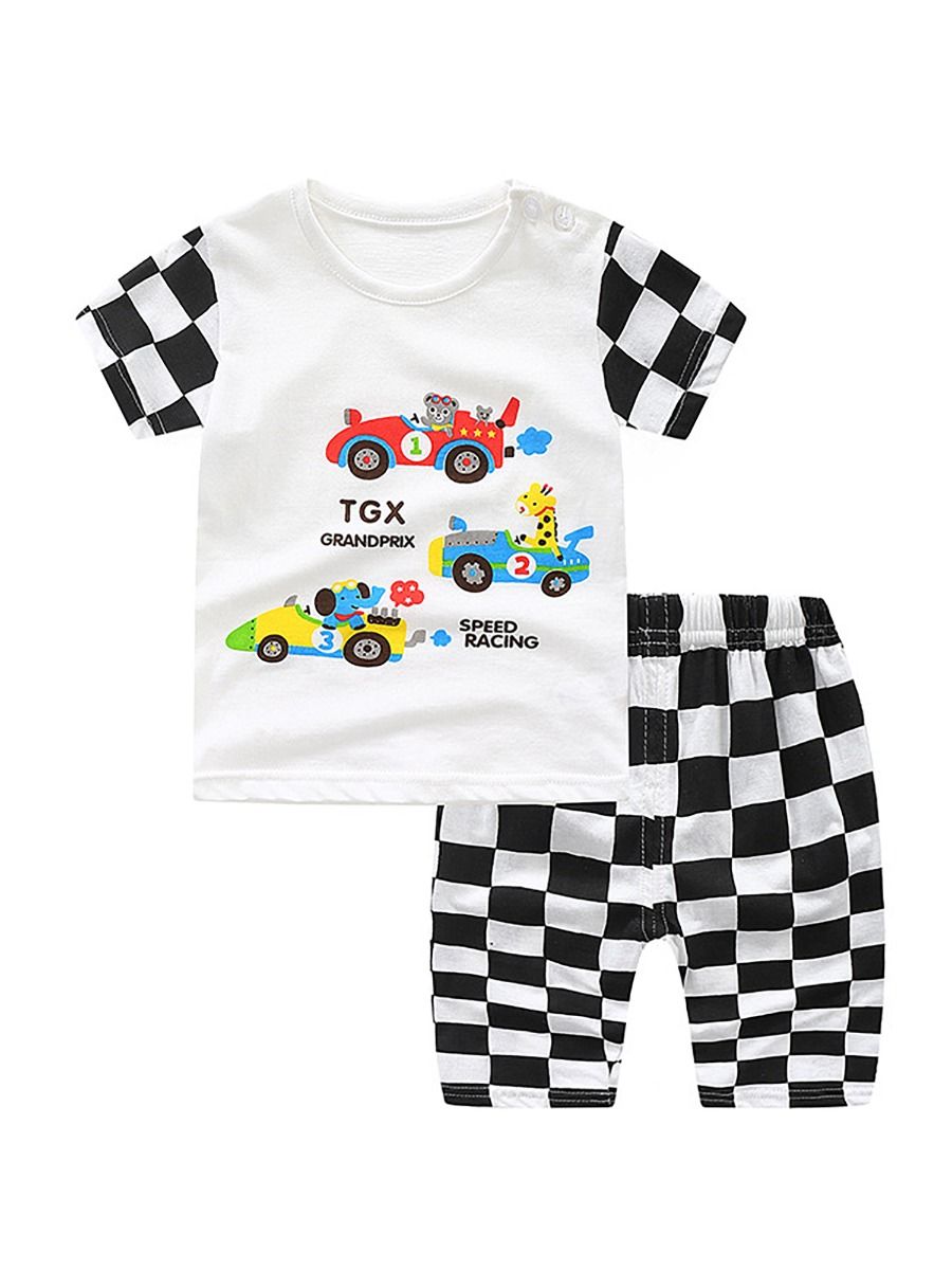 Boy's 2 Piece Checked Short Set - bounti4lme