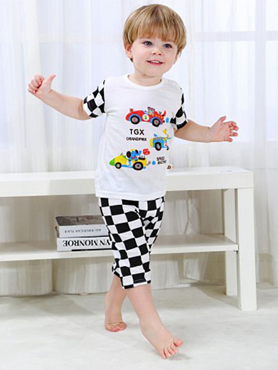 Boy's 2 Piece Checked Short Set - bounti4lme