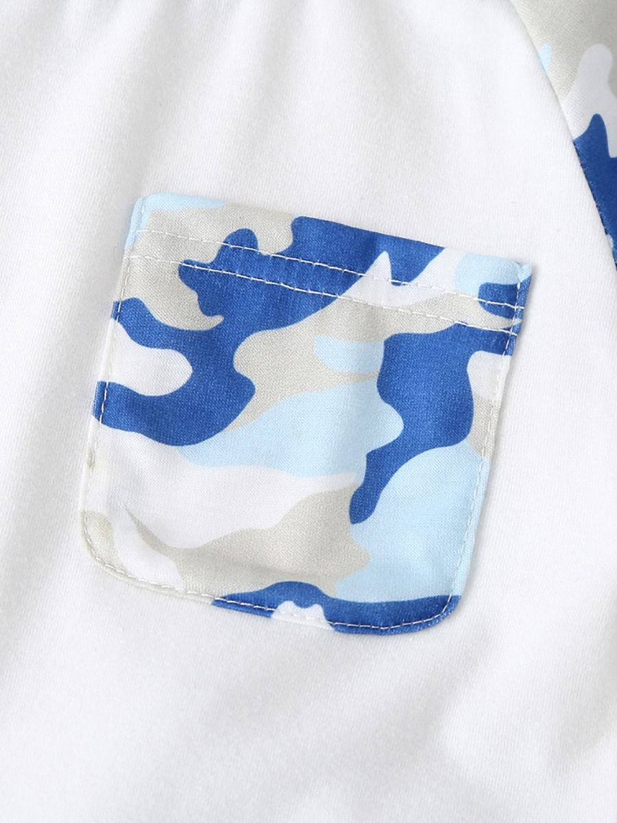 Boy's 2 Piece Blue White Camo Shorts Set - bounti4lme