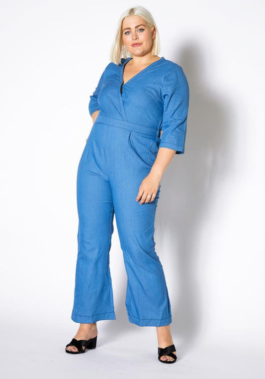 Light Denim Plus Size Jumpsuit - bounti4lme