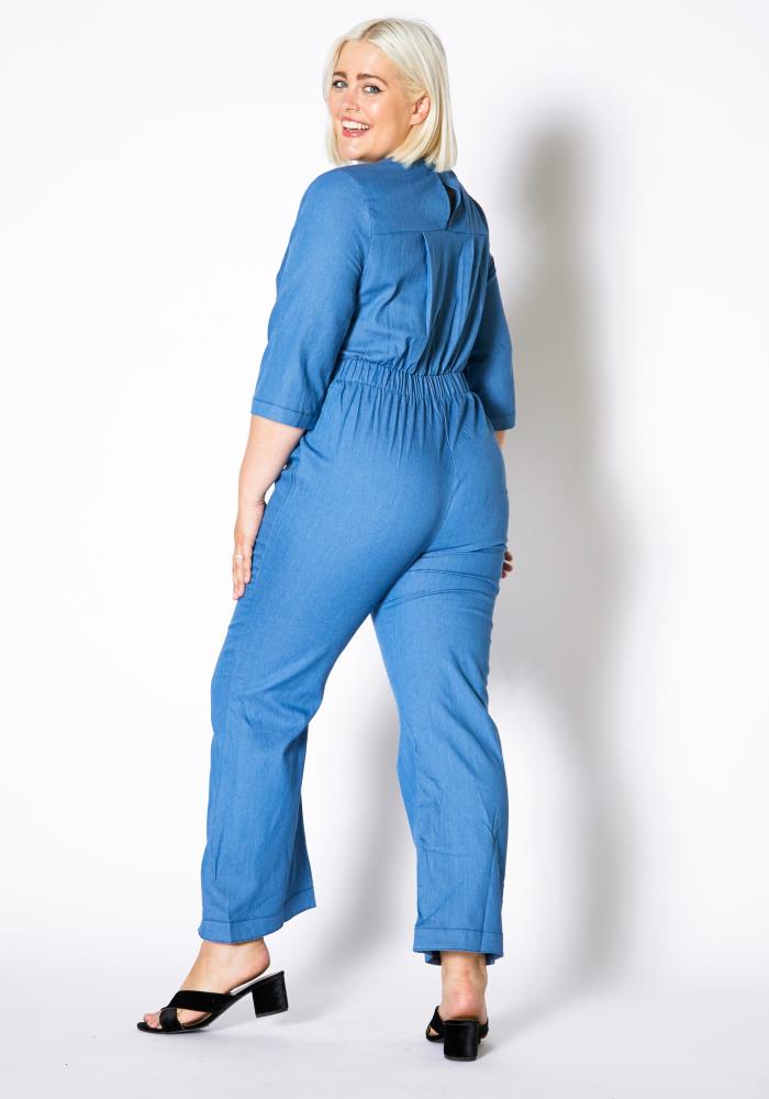 Light Denim Plus Size Jumpsuit - bounti4lme