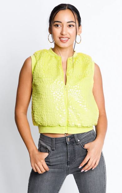 Croc Print Lime Green Crop Vest - bounti4lme