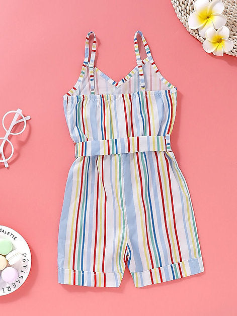 Stripe Tie-waist Girl's Romper - bounti4lme