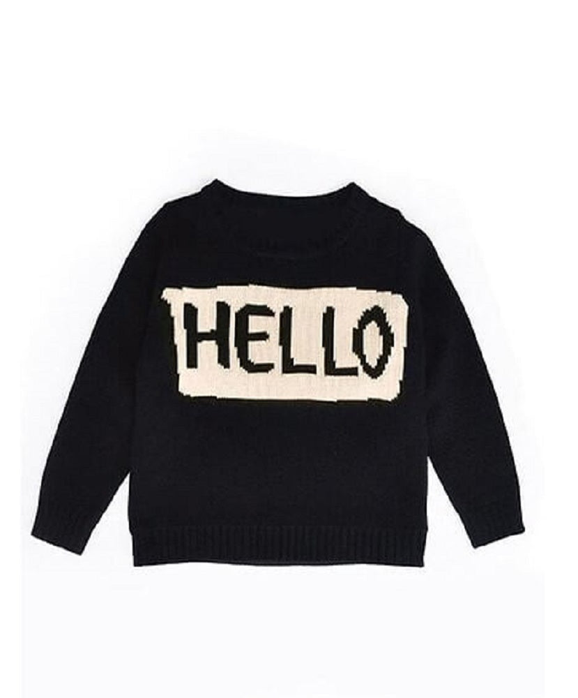 Hello Bye Knit Navy Sweater - bounti4lme