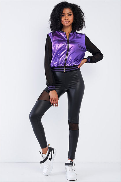 Purple Rain Metallic Bomber Jacket - bounti4lme