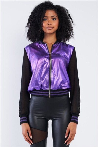 Purple Rain Metallic Bomber Jacket - bounti4lme