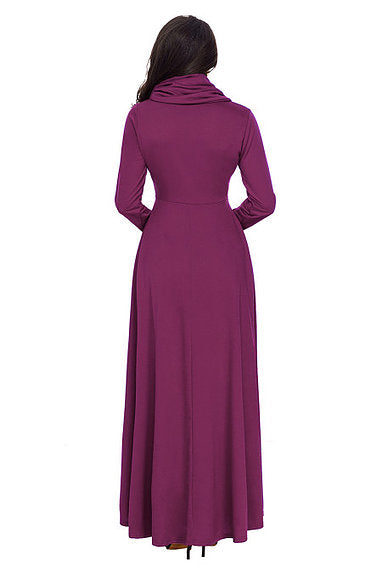 Purple Cowl Neck Long Sleeve Maxi Dress - bounti4lme