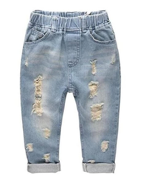 Distressed Light Blue Denim Jeans - bounti4lme