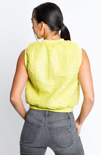 Croc Print Lime Green Crop Vest - bounti4lme