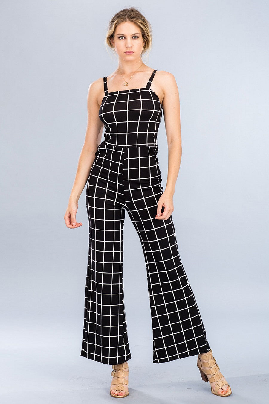 GRID WIDE-LEG JUMPSUIT - bounti4lme