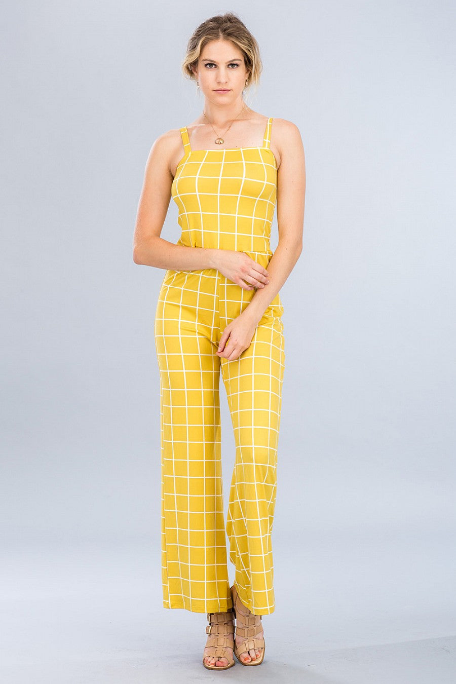 GRID WIDE-LEG JUMPSUIT - bounti4lme