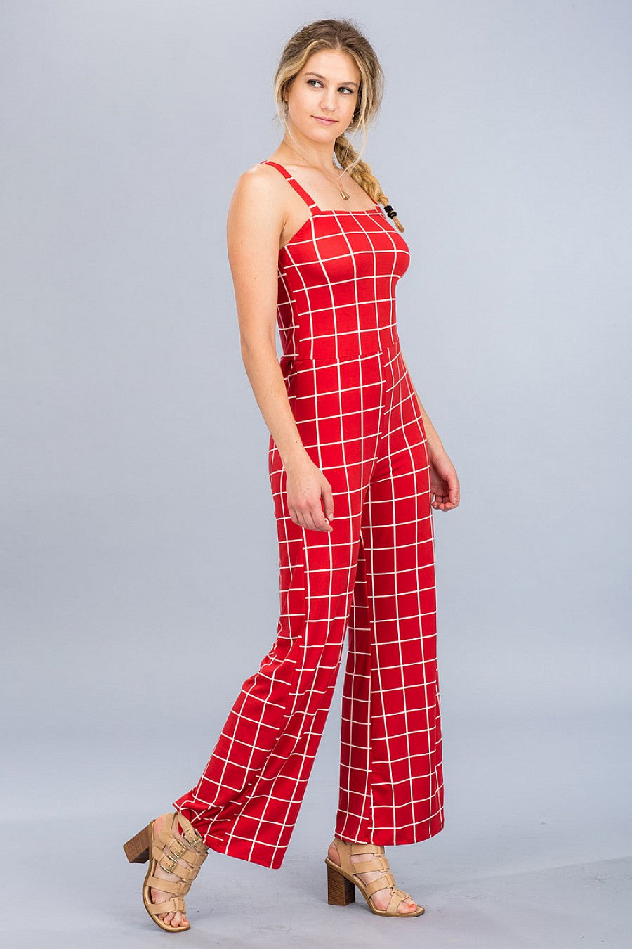 GRID WIDE-LEG JUMPSUIT - bounti4lme