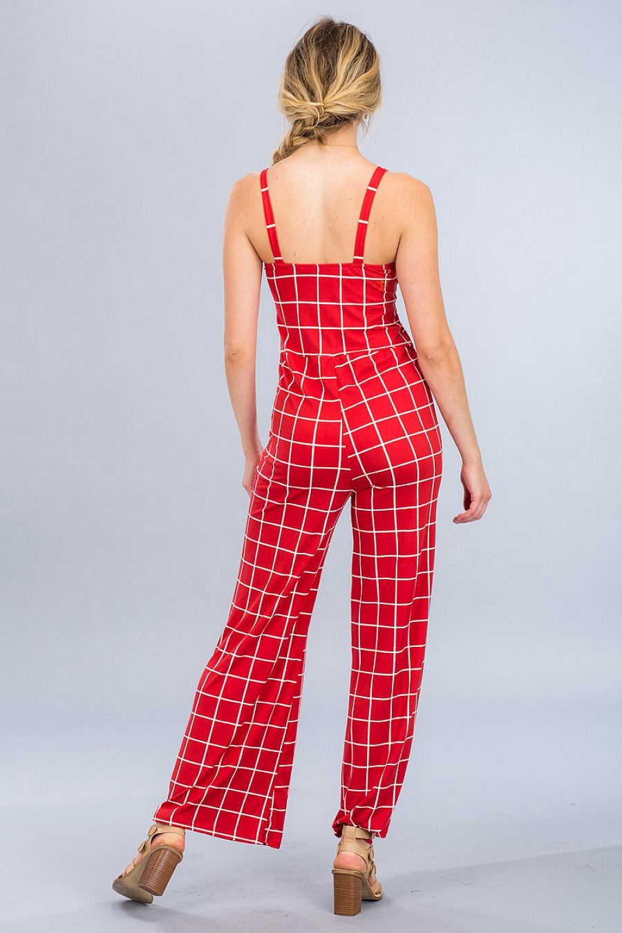 GRID WIDE-LEG JUMPSUIT - bounti4lme