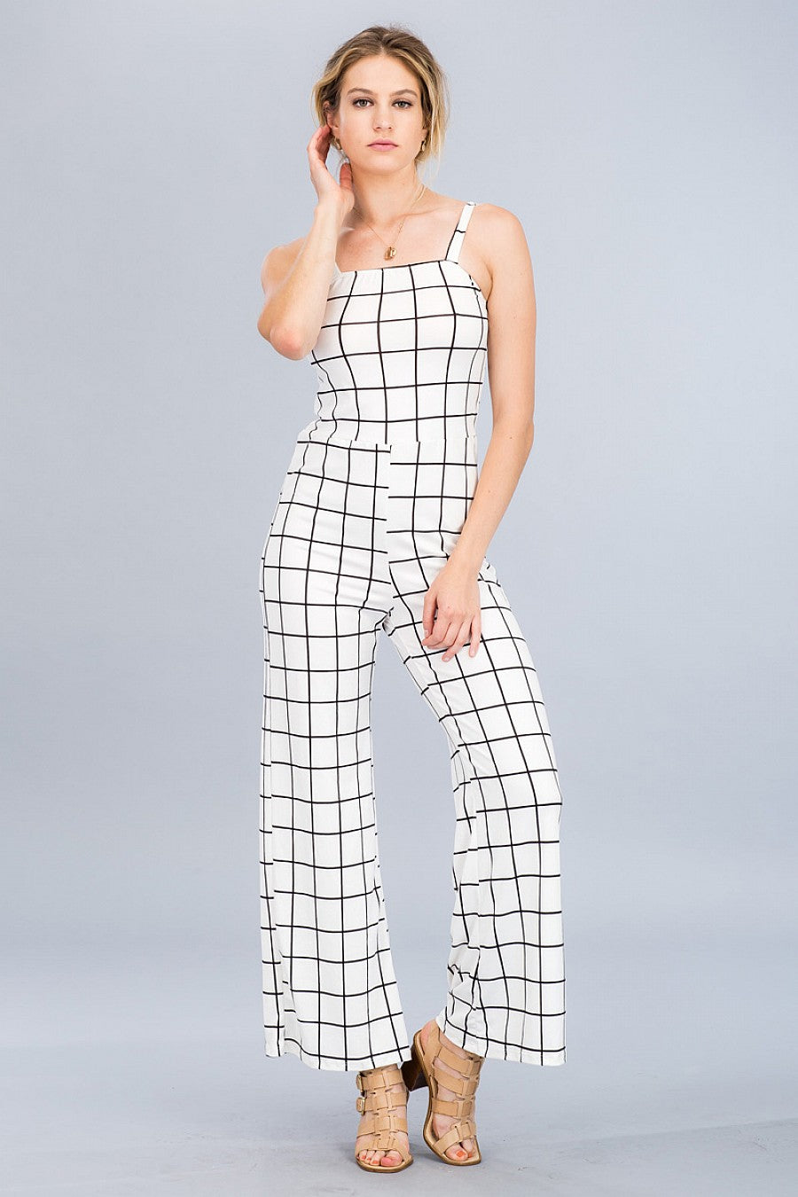 GRID WIDE-LEG JUMPSUIT - bounti4lme