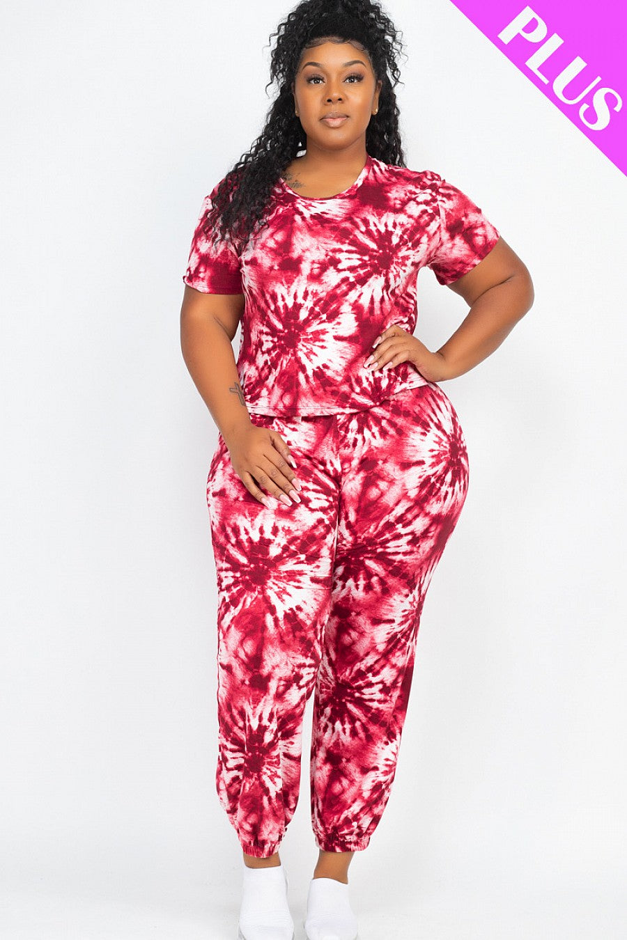 PLUS SIZE TIE DYE TOP AND PANTS SET - bounti4lme