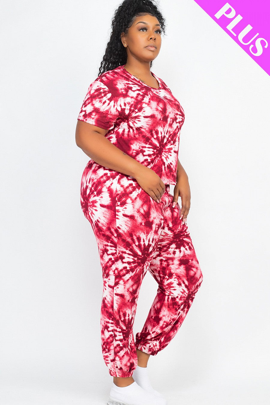 PLUS SIZE TIE DYE TOP AND PANTS SET - bounti4lme