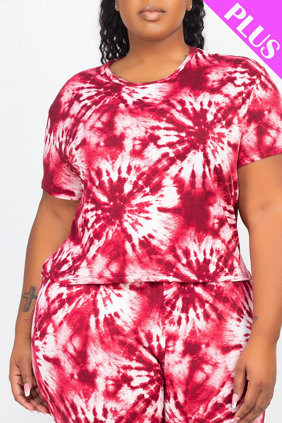 PLUS SIZE TIE DYE TOP AND PANTS SET - bounti4lme