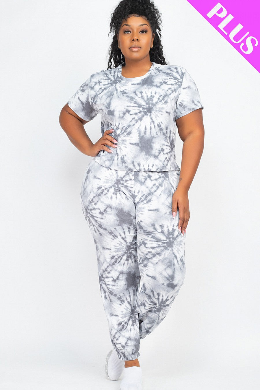 PLUS SIZE TIE DYE TOP AND PANTS SET - bounti4lme