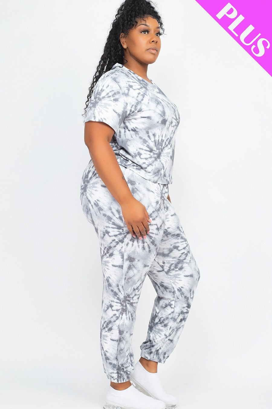 PLUS SIZE TIE DYE TOP AND PANTS SET - bounti4lme