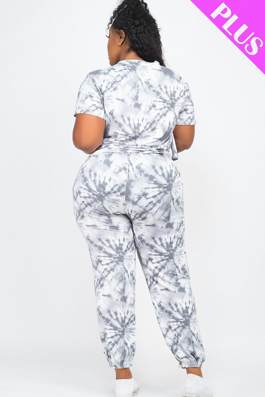 PLUS SIZE TIE DYE TOP AND PANTS SET - bounti4lme