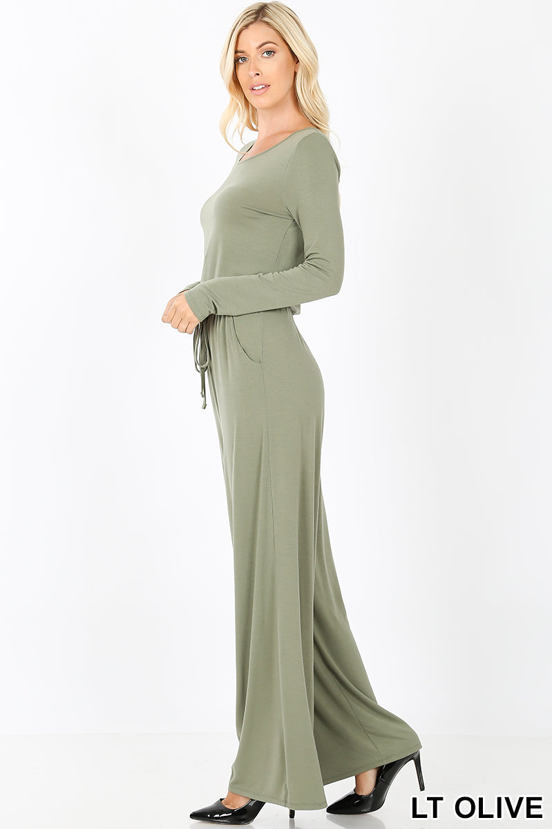 LONG SLEEVE JUMPSUIT WITH BACK KEYHOLE OPENING - bounti4lme