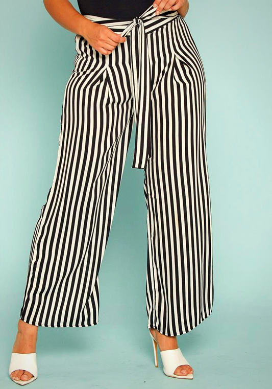 Curvy Stripe Palazzo Pants - bounti4lme